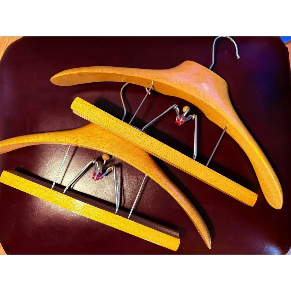 3 Italian Vintage F R Wooden Suit Hangers Solid Upscale Italy Sturdy Vintage
